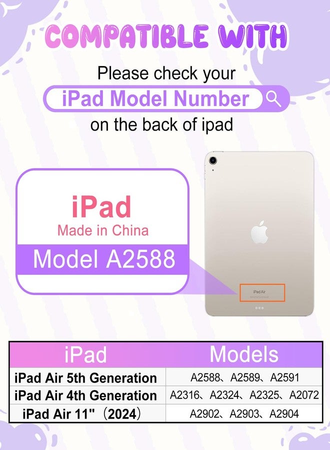 Wazzasoft for iPad Air 5th/4th Generation Case 10.9 - Cute Girls Kawaii Fun Funny with Rotating Handle Girly Women Soft Silicone for Air 5/4 Gen Covers - Image 2