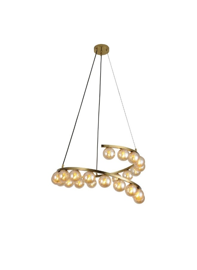 DANUBE HOME Danube Home Kiara Chandelier For Bed Room Elegant Metal & Glass Ceiling Lamp In Antique Brass Finish Indoor Light Fixture For Bedroom With 23 - G9 Sockets 65X65X150Cm (2 Year Warranty) 