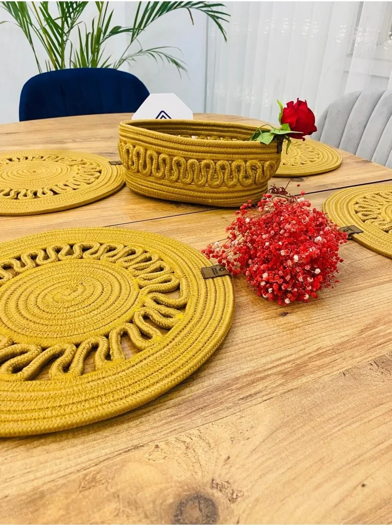 بدز ديري BDZ Leather Jute Wicker American Service Plate and Basket 5 Pieces