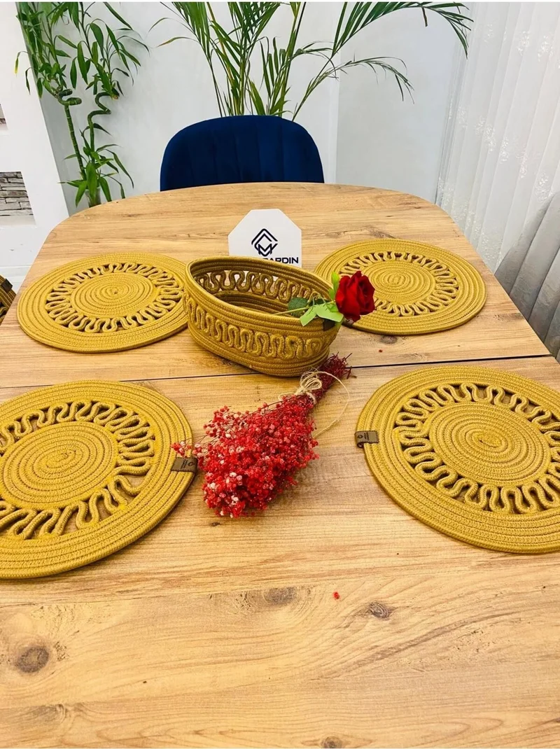 بدز ديري BDZ Leather Jute Wicker American Service Plate and Basket 5 Pieces