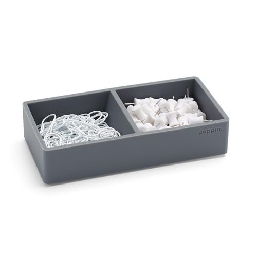 Poppin Softie This + That Tray, 2 Compartments, Silicone, 3 x 6.25 x 1.5, Aqua - Image 2