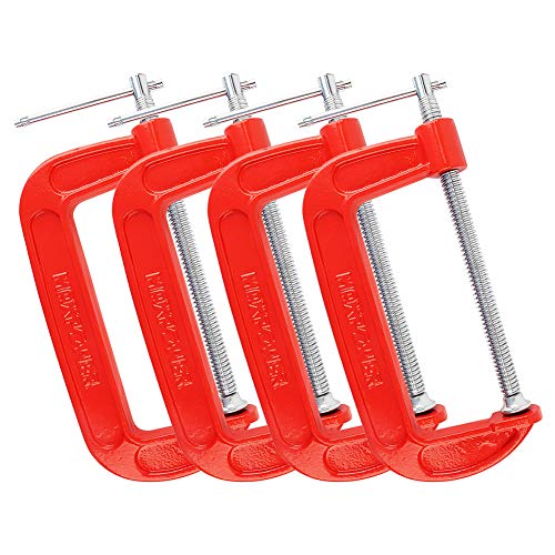 MAXPOWER 4-pieces C Clamps Set, 6 Inch C Clamp, Up To 6-Inch Jaw Opening, 2-3/4 Inch Throat Depth - Image 1