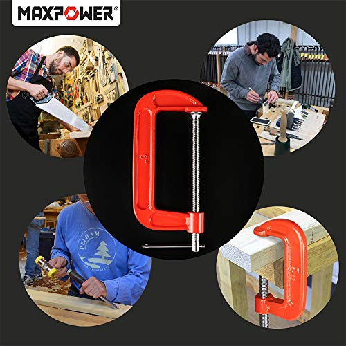 MAXPOWER 4-pieces C Clamps Set, 6 Inch C Clamp, Up To 6-Inch Jaw Opening, 2-3/4 Inch Throat Depth - Image 4