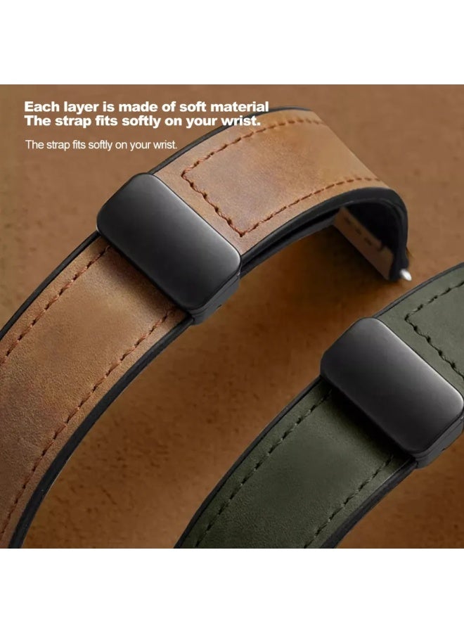 Leather Strap Compatible with Huawei Watch Fit 3, Adjustable Sports Magnetic Soft Leather Replacement Bracelet for Huawei Watch Fit 3 - Image 2