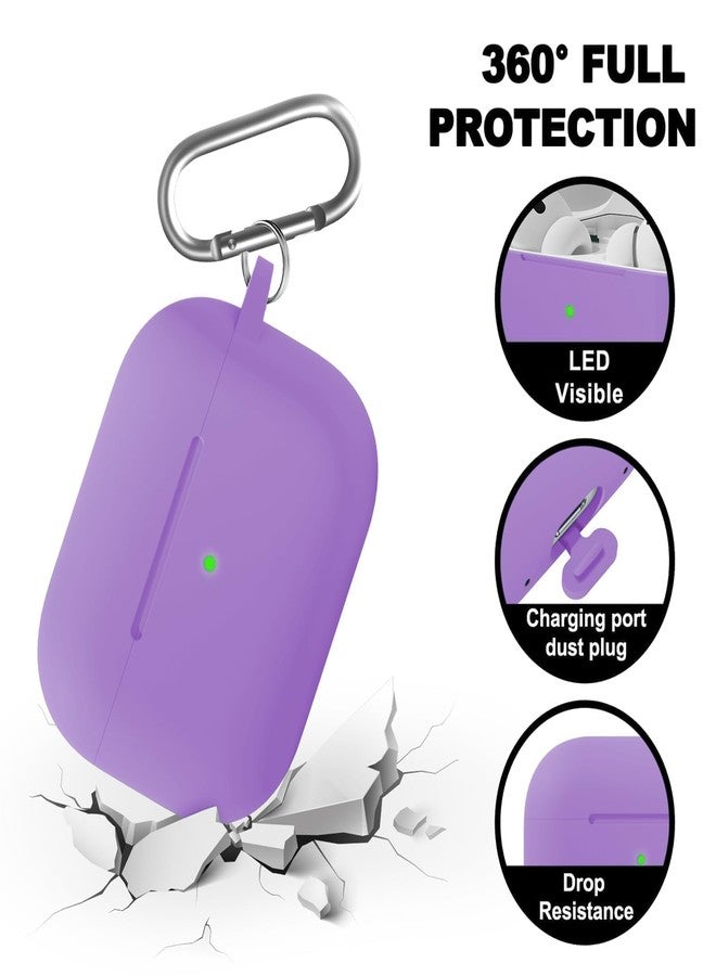 MOLOVA AirPod Pro Case Cover with Cleaner Kit, Soft Silicone Cover for AirPods Pro Case 2nd/1st Comes with Keychain for Women Men,Suitable Cases for Airpods Pro 2nd Generation Case and 1st-Purple - Image 4