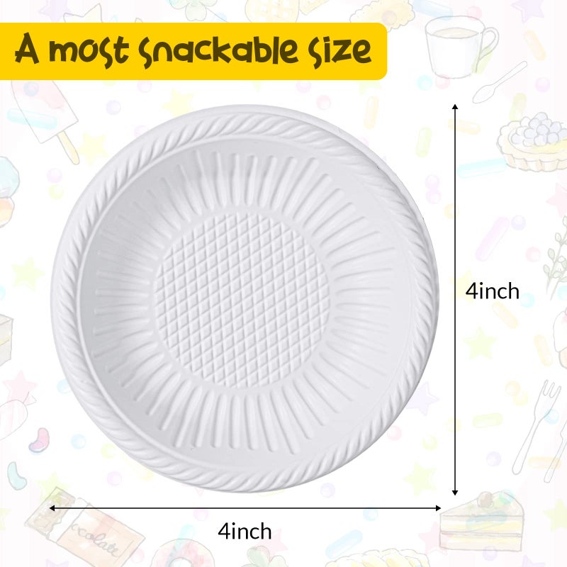 Irenare 200 Count Small Paper Plates 4 Inch Disposable Round Paper Plates Bulk Heavy Duty Mini White Tableware for Dinner Cake Appetizer Holiday Valentines Day Christmas Party Supplies - Image 3