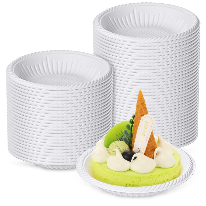 Irenare 200 Count Small Paper Plates 4 Inch Disposable Round Paper Plates Bulk Heavy Duty Mini White Tableware for Dinner Cake Appetizer Holiday Valentines Day Christmas Party Supplies - Image 1