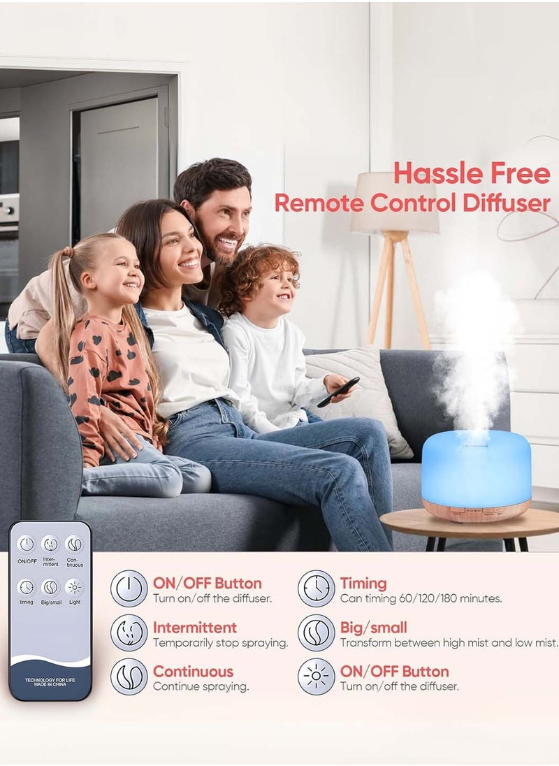 Oil Diffuser Humidifier 500ML, Electric Ultrasonic Air Aroma Diffusers Vaporizer, Scent Mist Defuser with Remote, Auto-Off, 7led Color Changing Light for Large Bed Room, Home, Office - pzsku/ZC88E9A2DF0C84614817DZ/45/_/1728457760/4f3ef292-782a-4c42-9983-f5b9f6788eaf