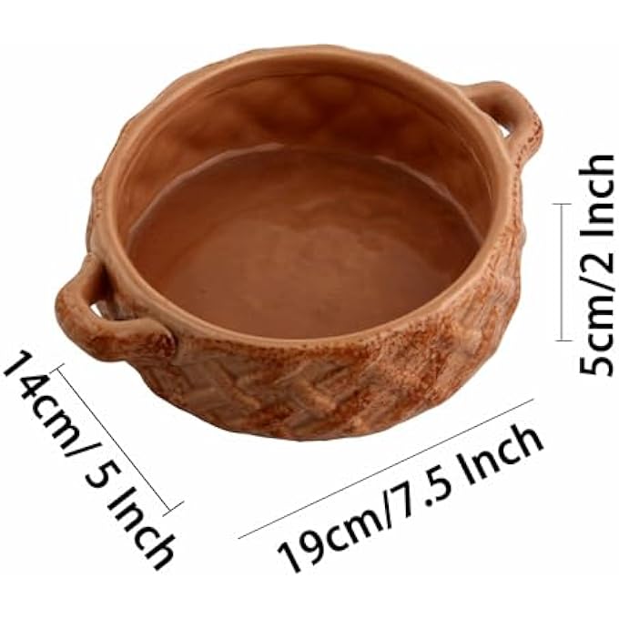 ريحني طقم أطباق خبز سيراميك دائرية من قطعتين بمقابض، مثالية للفرن والطاولة، مثالية لللازانيا والفطائر والطاجن والتاباس، مقاس 5×14×19 سم، بنمط الوافل 85 بوصة - Image 2