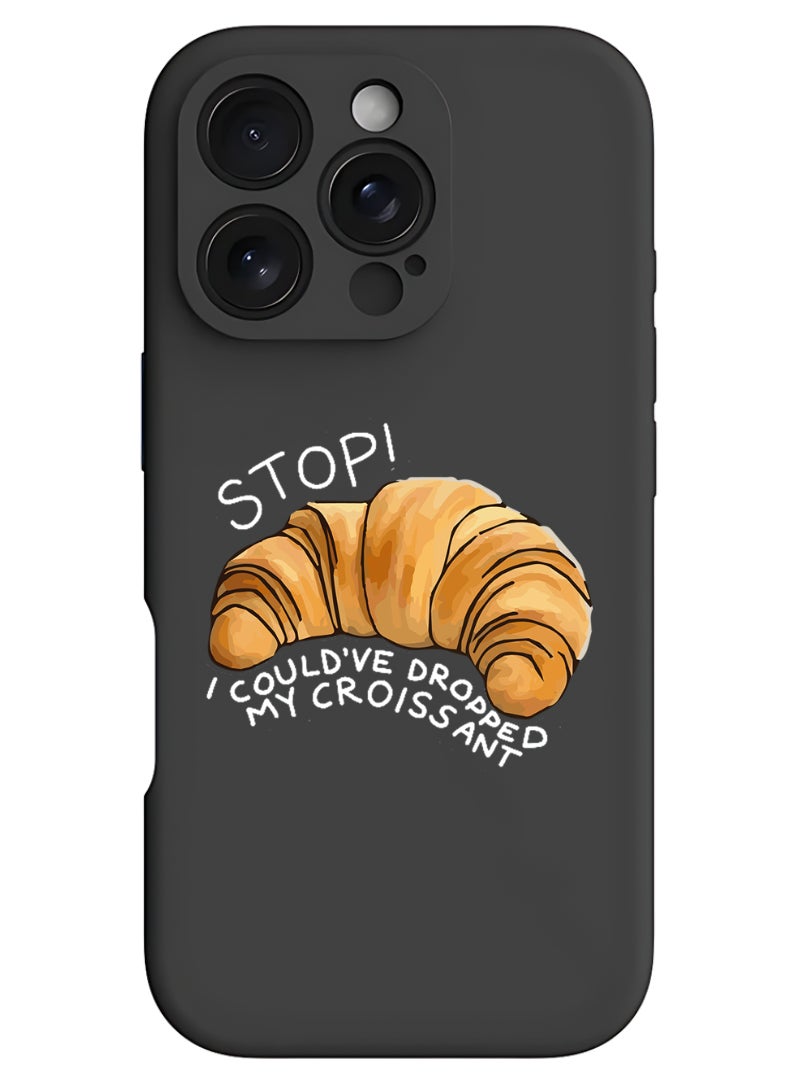 Theodor iPhone 16 Pro Black Protective Slim Fit Case Liquid Silicone Cover with Full Body Protection Anti-Scratch Shockproof Case For iPhone - Croissant B  - Image 1