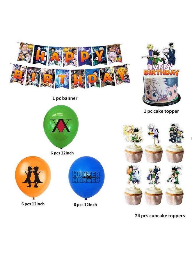 Generic - Hunterxhunter Theme Birthday Party Supplies And Decorations Hunter X Hunter Includes Birthday Banner Balloons Cupcake Toppers Cake Topper Party Favors - Image 1