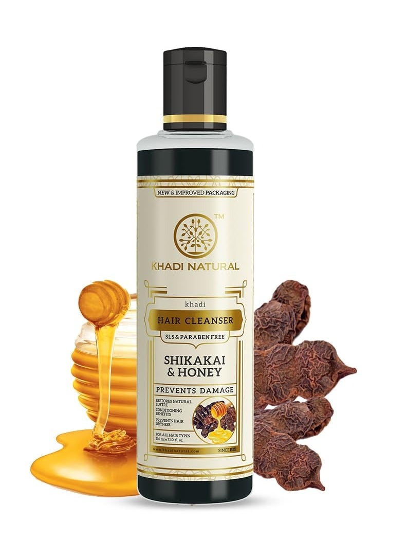 Khadi Natural Khadi Natural Shikakai and Honey Shampoo for Strong Hair Herbal Shampoo for Controlling Hair Fall Natural Shampoo for Repairing Damaged Hair SLS and Paraben Free Suitable for All Hair Types 210ml  - Image 1