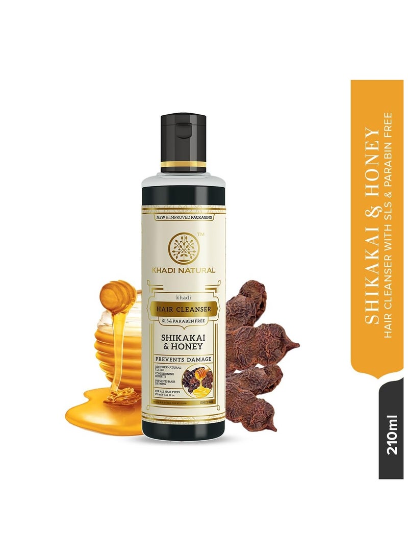 Khadi Natural Khadi Natural Shikakai and Honey Shampoo for Strong Hair Herbal Shampoo for Controlling Hair Fall Natural Shampoo for Repairing Damaged Hair SLS and Paraben Free Suitable for All Hair Types 210ml  - Image 3