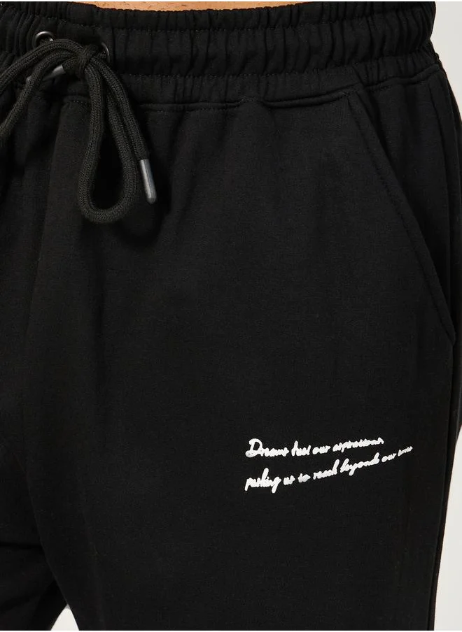 ستايلي Slogan Print Cotton Rich Fleece Oversized Joggers