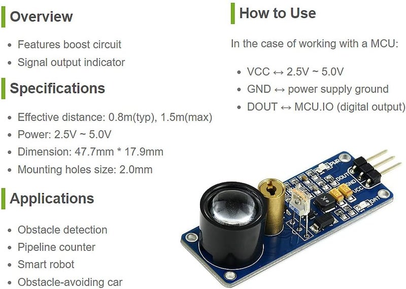 Waveshare Laser Receiver Module Laser Sensor Module Transmitter Module for AVR PIC, Compatible with Raspberry Pi 5/4B/3B/Zero/Zero W/Zero 2W/Pico/Pico W/Pico WH - Image 3