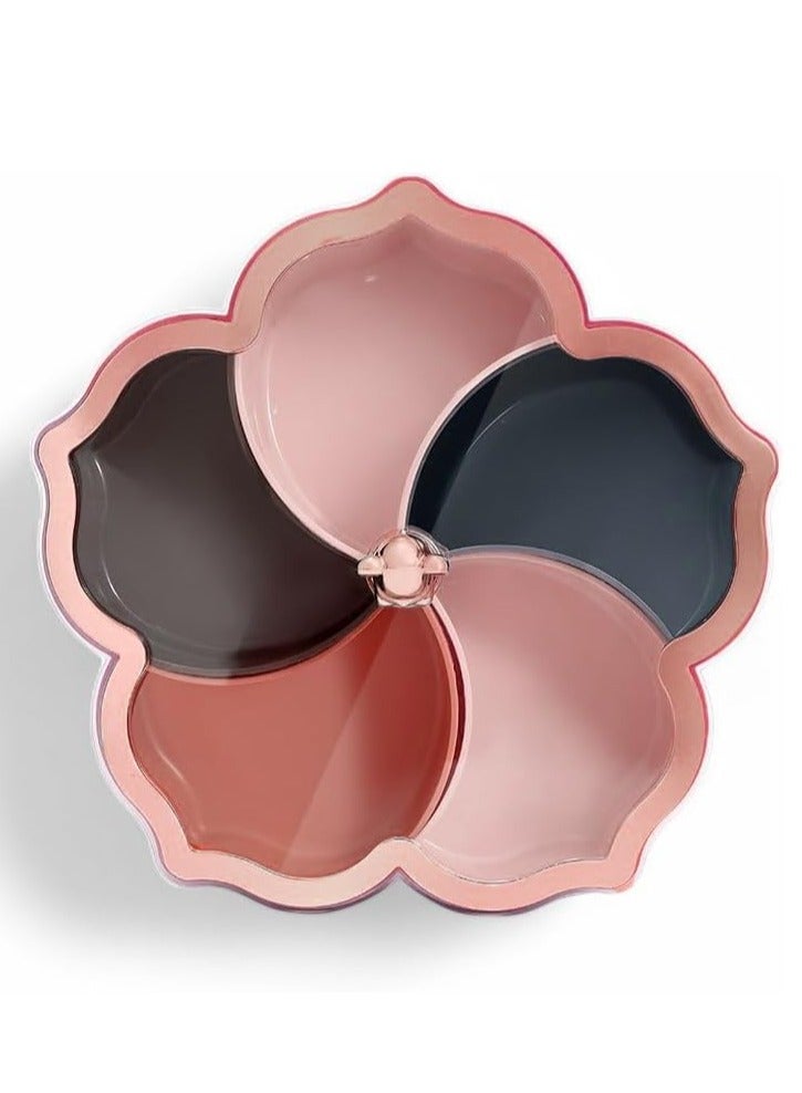 Plan A Flower Design Serving Plate, 5 Compartments with Clear Lid with Gold Frame Perfect for Serving Desserts, Nuts, and Treats - Adds a Sophisticated Touch to Your Hospitality (Orange with Copper Frame) - Image 2