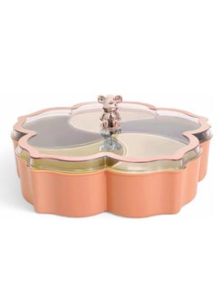 Plan A Flower Design Serving Plate, 5 Compartments with Clear Lid with Gold Frame Perfect for Serving Desserts, Nuts, and Treats - Adds a Sophisticated Touch to Your Hospitality (Orange with Copper Frame)  - Image 3