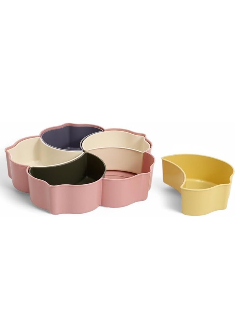 Plan A Flower Design Serving Plate, 5 Compartments with Clear Lid with Gold Frame Perfect for Serving Desserts, Nuts, and Treats - Adds a Sophisticated Touch to Your Hospitality (Orange with Copper Frame) - Image 4