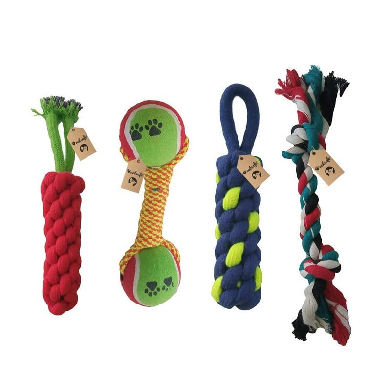 VetSafe Dog Toys Dog Chew Toys Puppy Teething Toys Dog Toys for Small Dog Toys Dog Toy Pack Tug Toy Dog Toy Set Washable Cotton Rope for Dogs - Image 1