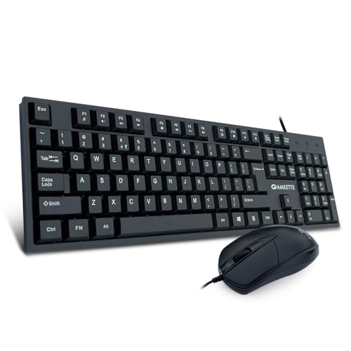 Amkette Lexus Neo Keyboard Mouse Combo Wired for Laptops, PCs & USB-Compatible Devices | UV-Coated, Long-Lasting, Anti-Fade Keys | Spill-Resistant Design | Multimedia Keys | Comfortable Typing (Black) - Image 1