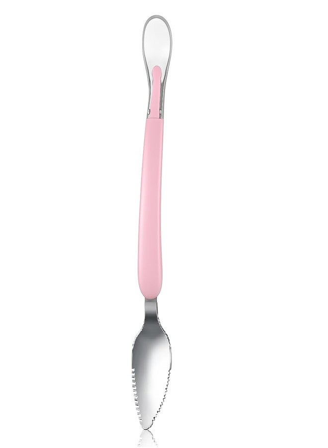 SEMITO Double Head Baby Spoon Silicone Soft Baby Fruit Scraping Mud Feeding 2 in1 Multifuntional Serrated Training Spoon Scrapping Fruits for Children Babies Kids/Toddlers Multicolor (Pack of 1) - Image 1