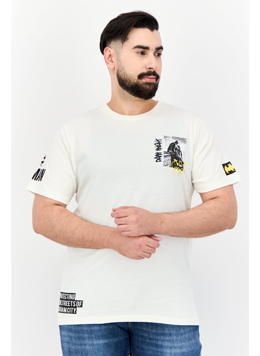 Batman DC Batman Men Crew Neck Short Sleeve Graphic Print T-Shirt, Off White  - Image 1