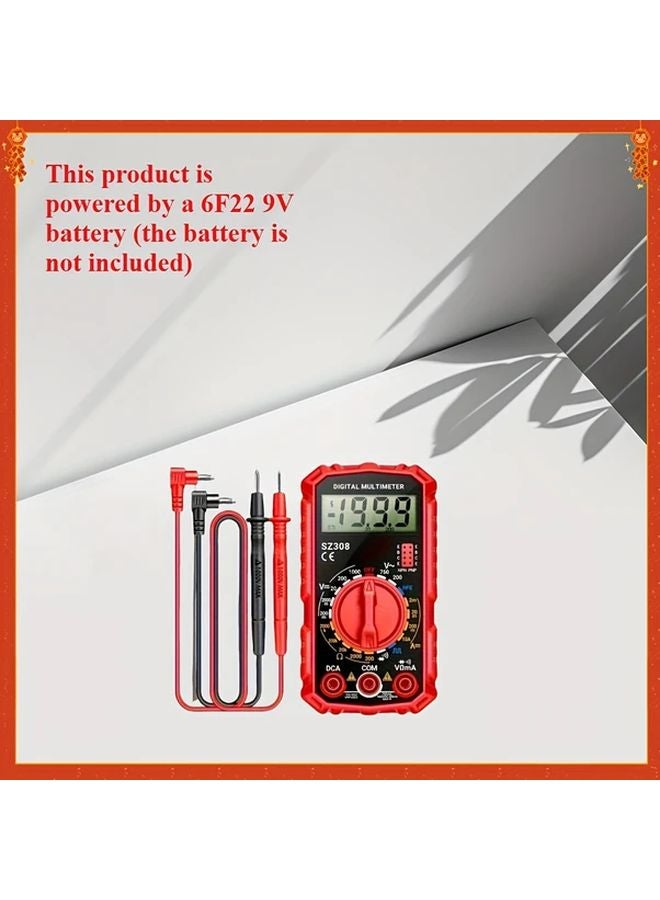 Red Mini Portable Digital Multimeter AC DC Voltage Current Tester LCD Backlight - Image 1