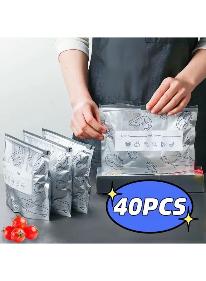 40pcs Reusable Aluminum Foil Food Storage Bags Airtight Odorproof Freezer Fridge Safe 3 Sizes - Image 2