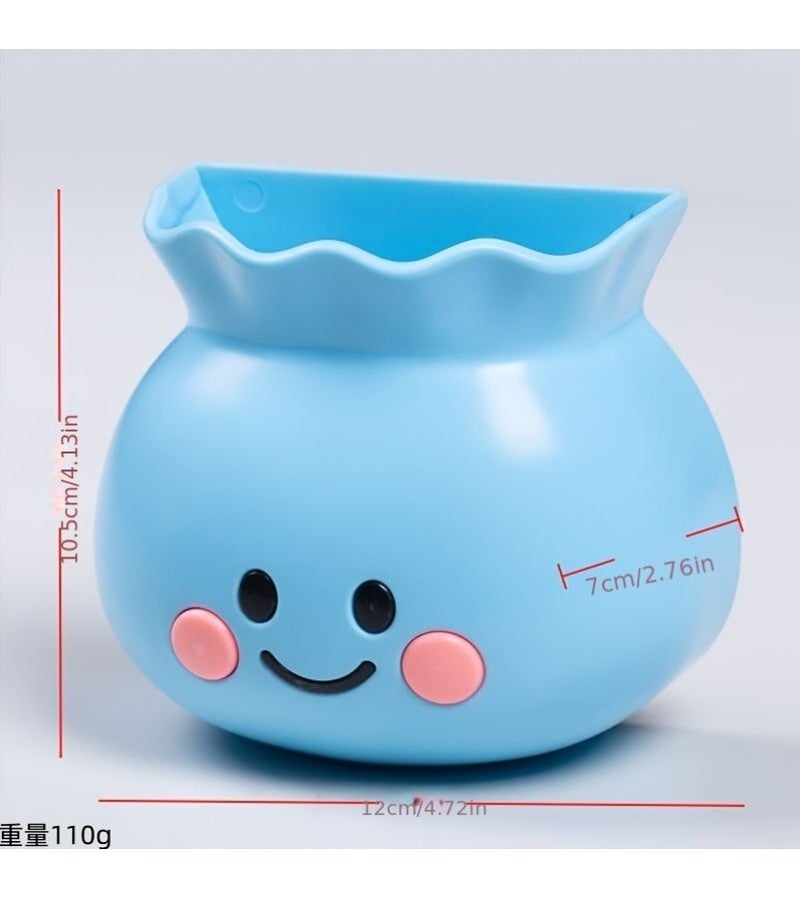 3D Cute Smiling Face Blue Wall Mounted Refrigerator Magnetic ABS Plastic Storage Box Lightweight Compact Novelty Shape For Bathroom Pen Holder - Image 5