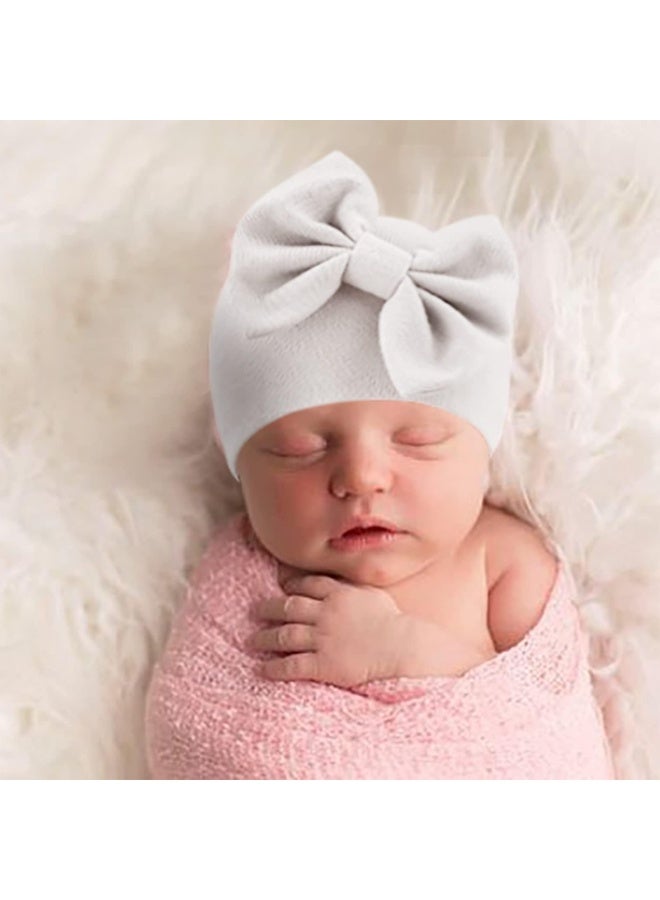 Baby Beanie Cap and Mittens Set, 4-Pack Cotton Bow Design, 0-6 Months, Multi-Color - Image 5