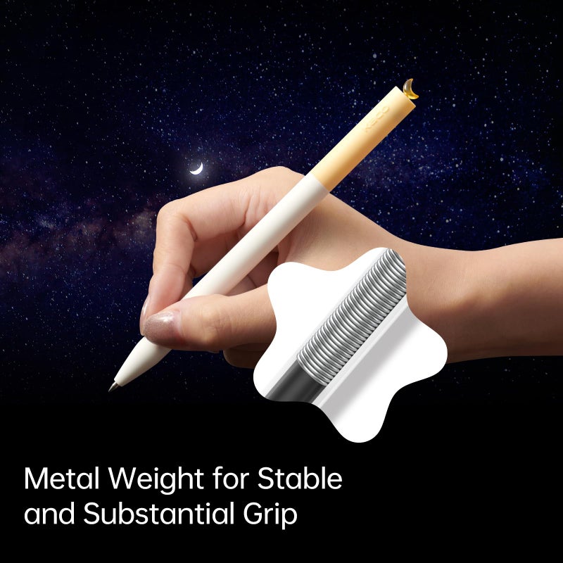 Kaco FIRST Gel Pens Cute Stationery Black Ink 3 Pieces, 0.5 mm Fine Point, Aesthetic Cute Star Pens for Journaling (Planet Series) - Image 3