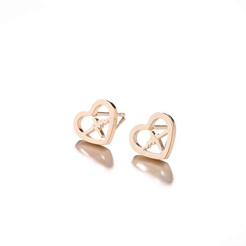 RUIZHEN Open Love Heart Shape Heartbeat EKG Stud Earrings Gift for Nurse (Gold) - Image 4