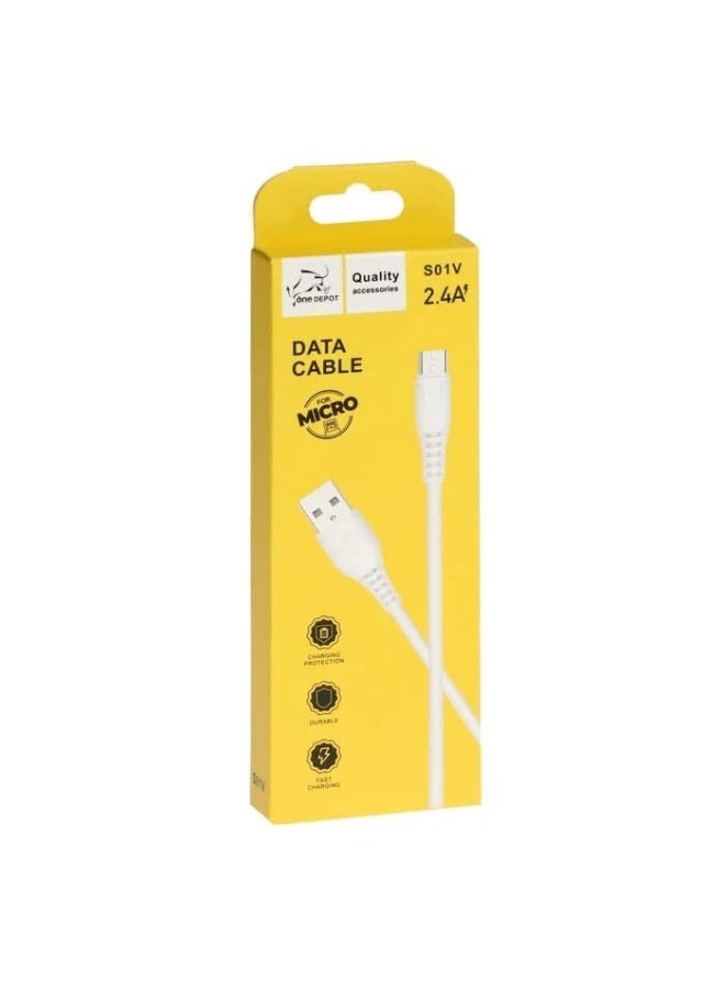 One DEPOT 1M Micro USB to USB Data Cable 2.4A for Smartphone, Tablet, E-reader, Hand-held Game Console, Stylus, Player, Hard Drive