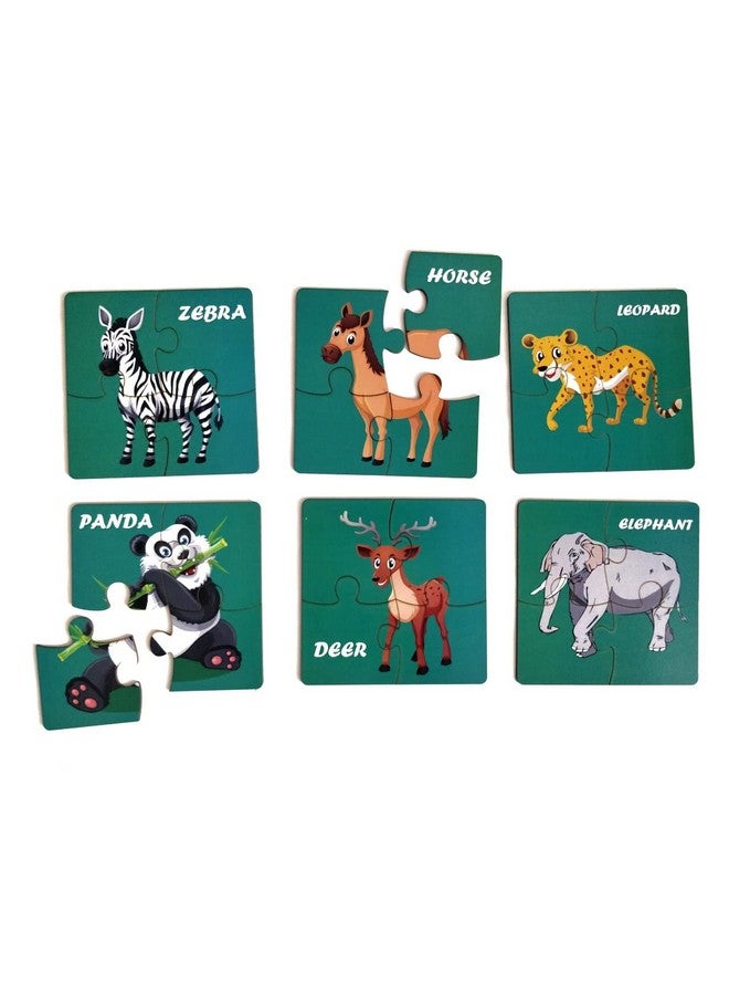 FunBlast Animal Jigsaw Puzzles for Kids, Wooden Paperless Jigsaw Puzzles for Kids - 20 Pcs (Multicolor) - Image 1