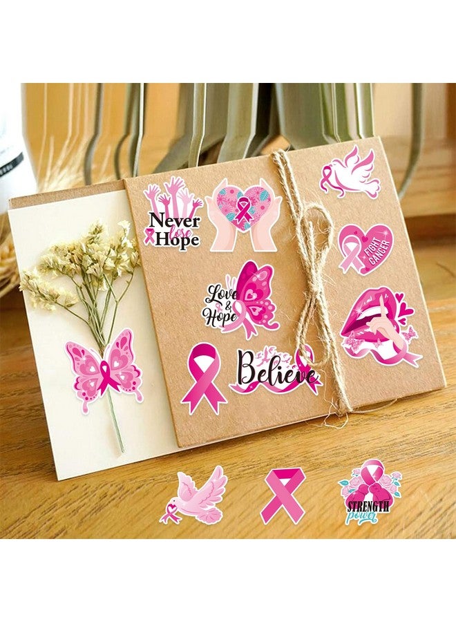Qpout 185Pcs Breast Cancer Awareness Stickers Pink Ribbon Stickers Decals Hope Faith Strength Cure Decor Stickers For Breast Cancer Month Accessories Support Fundraising Party Favors Supplies - Image 2