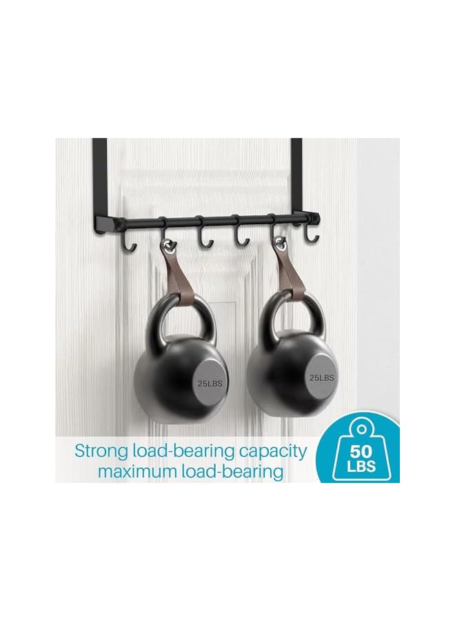 promass Over Door Hooks Door Hanger,Over The Door Towel Rack with 6 Coat Hooks for Hanging,Door Coat Hanger Rack for Towels,Clothes,Back of Bathroom,2PCS,Black,20 x 40cm - Image 4