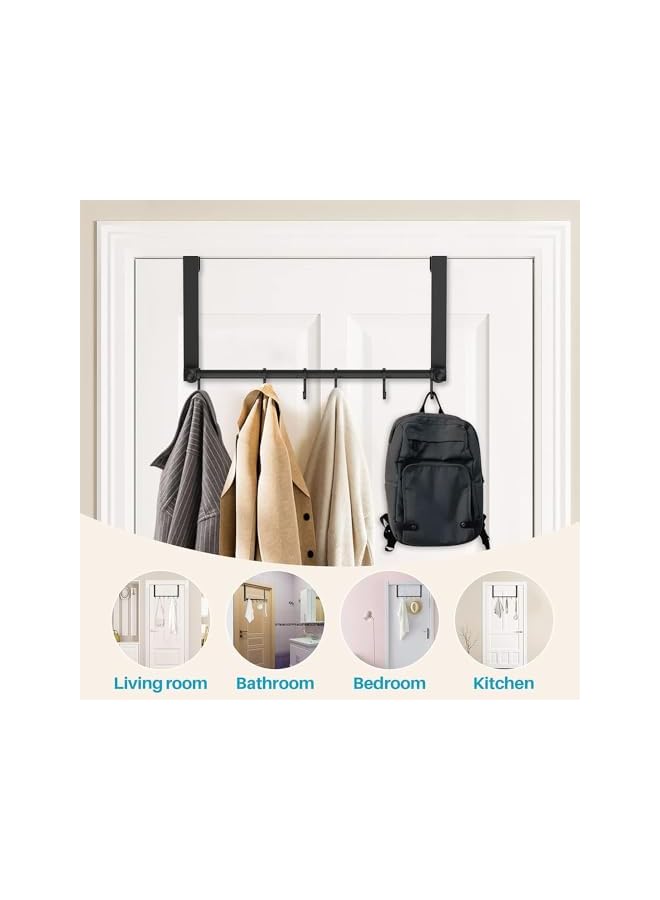 promass Over Door Hooks Door Hanger,Over The Door Towel Rack with 6 Coat Hooks for Hanging,Door Coat Hanger Rack for Towels,Clothes,Back of Bathroom,2PCS,Black,20 x 40cm - Image 5