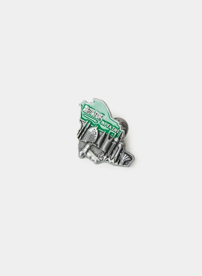 Styli Green And Sliver Riyadh Map Alloy Brooch