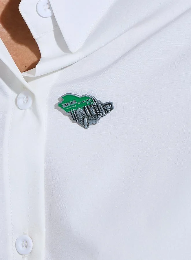 Styli Green And Sliver Riyadh Map Alloy Brooch