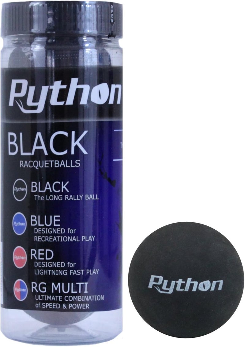Python Racquetball Python 3 Ball Can Black Racquetballs (Long Rally Ball!) - Image 1