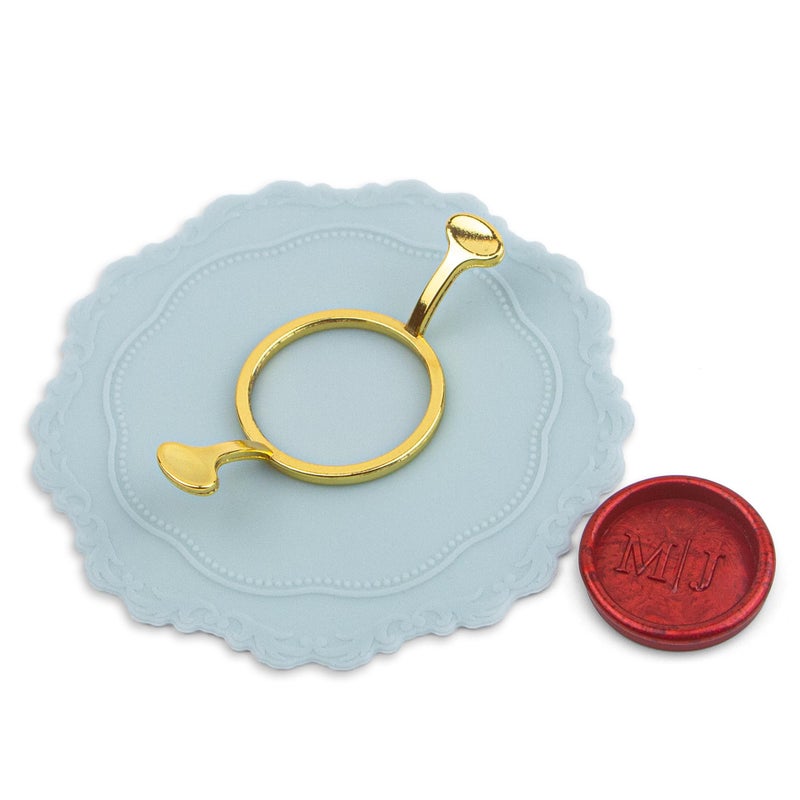 Metal Wax Seal Mold Round Wax Seal Stamp Mold with Silicone Waxing Mat for DIY Craft Envelopes Gifts and Wine Packaging