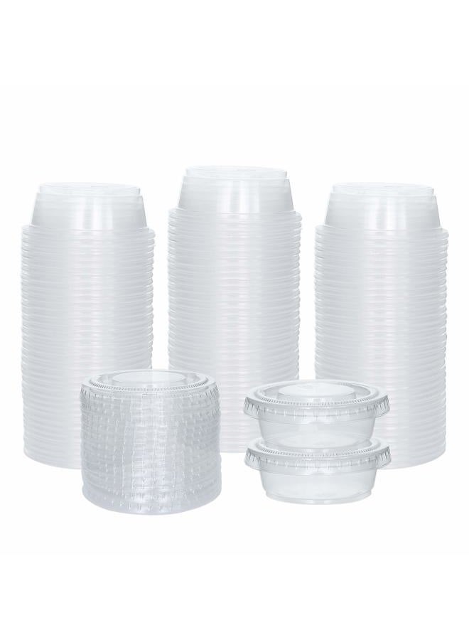 Galashield [100 Sets] 1.5 oz Small Plastic Containers with Lids, Jello Shot Cups, Disposable Portion Cups, Condiment Containers with Lids, Souffle Cups for Sauce and Dressing - Image 1