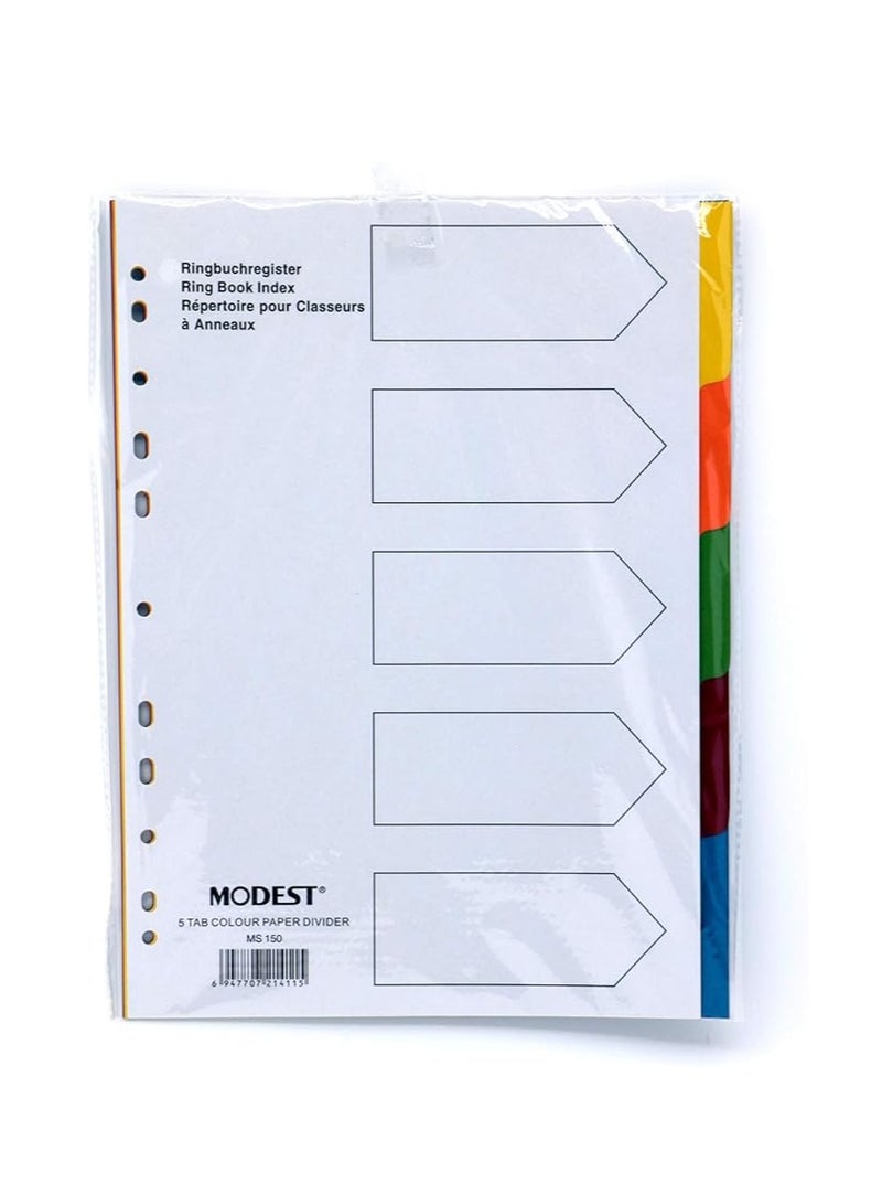 MODEST PAPER DIVIDER A4 1-5 COLOR MS150-10SETS - Image 2