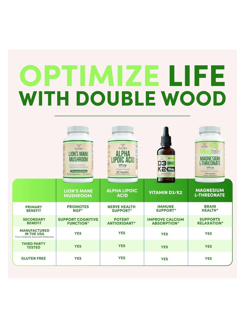 Double Wood Supplements Ashwagandha Adaptogen Stress Relief 500 mg Per Serving 120 capsules - Image 4
