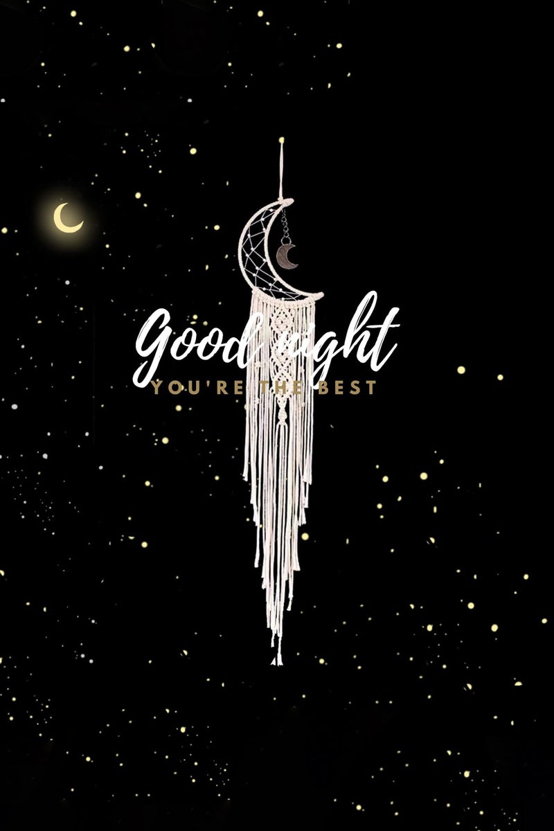 أفاكرافت معلقة حائط مكرمية معلقة على الحائط، ماسك الأحلام بتصميم نجمة قمرية منسوجة يدويًا بتصميم نجمة قمرية منسوجة من القطن، زينة منزلية زخرفية حرفة يدوية، 15 × 102 سم - Image 5