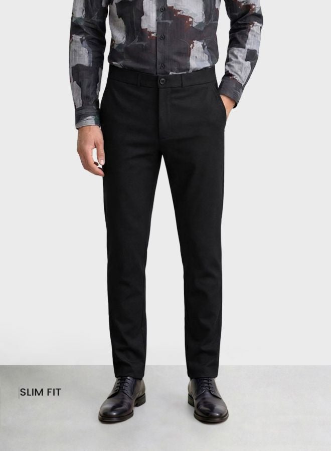 The Indian Garage Co Men Slim Fit Solid Cross Pocket Mid-Rise Chinos - Image 1