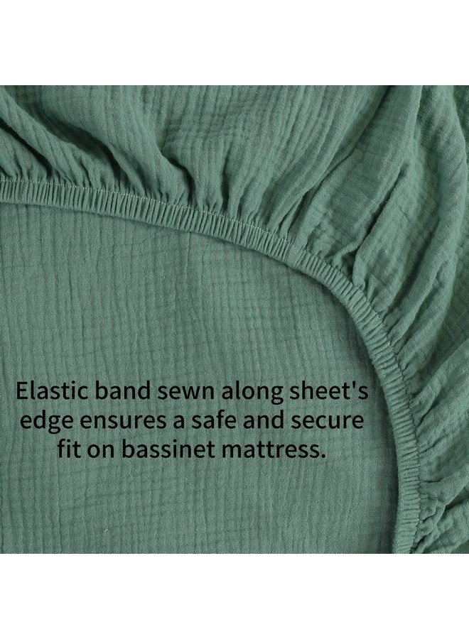Onacosht Muslin Bassinet Sheets 24" x21" Compatible with Graco Pack ‘n-Play Dome LX Bassinet, Small Round Bassinet Sheets 2 Pack 100% Cotton Grey and Green - Image 4