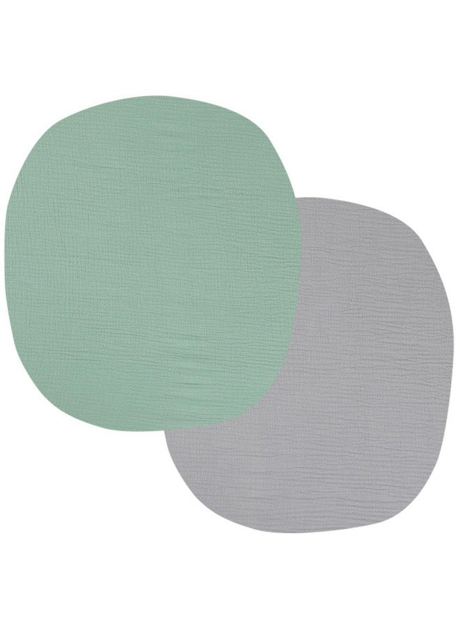Onacosht Muslin Bassinet Sheets 24" x21" Compatible with Graco Pack ‘n-Play Dome LX Bassinet, Small Round Bassinet Sheets 2 Pack 100% Cotton Grey and Green - Image 1
