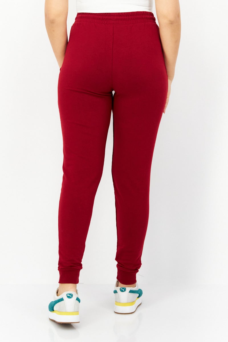 Lark Women Drawstring Plain Jogger Pants, Maroon  - Image 4