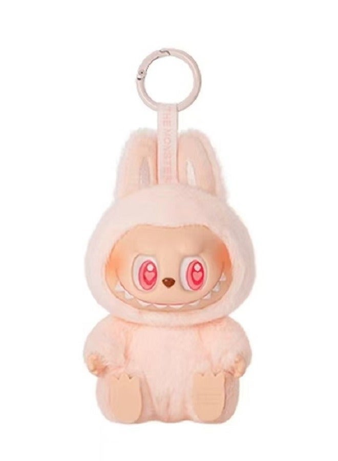 Second-Generation Sit-Down Party Series - Labubu - Vinyl Plush Toy (Shy Style),Pink Doll Trendy Pendant Keychain,17 cm - Image 2